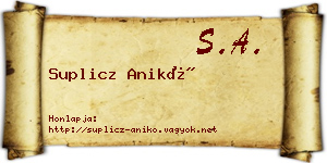 Suplicz Anikó névjegykártya